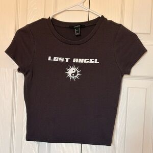 Forever 21 Dark Gray 'Lost Angel' Crop Top